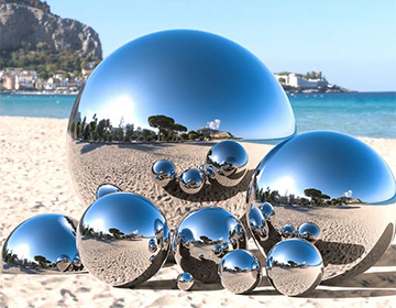 Large stainless steel spherical sculpture