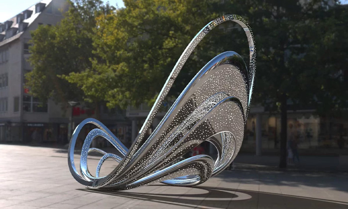 Stainless steel sculptures in the park Stainless steel sculptures in the park